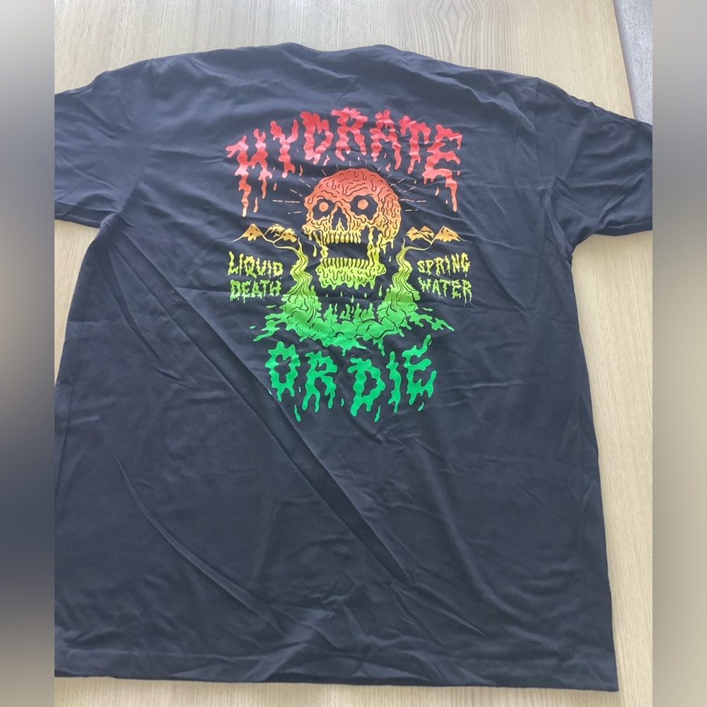 Liquid Death T-Shirt Men’s “Rasta Skull” New